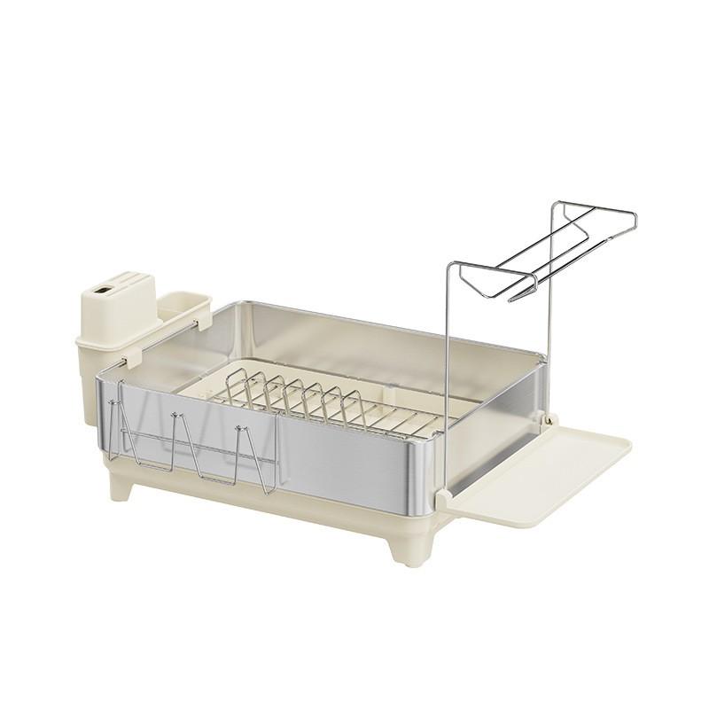 Stainless Steel Double-Layer Kitchen Dish Rack With Drainage Cutlery Cups Plates Bowls Modern Countertop Organizer