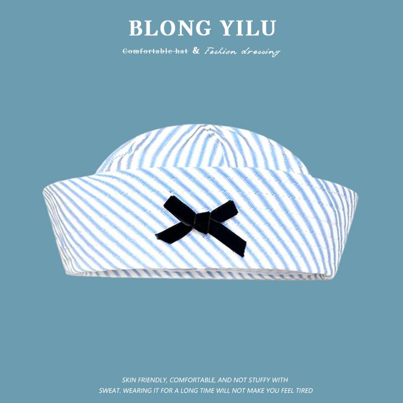 Sailor Hat With Bow Mesh Breathable Cotton For Summer And Spring Wear