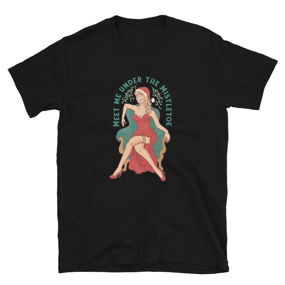 PinUp Sexy Red Dress Christmas Girl Adult Sarcastic Humor T-Shirt XL