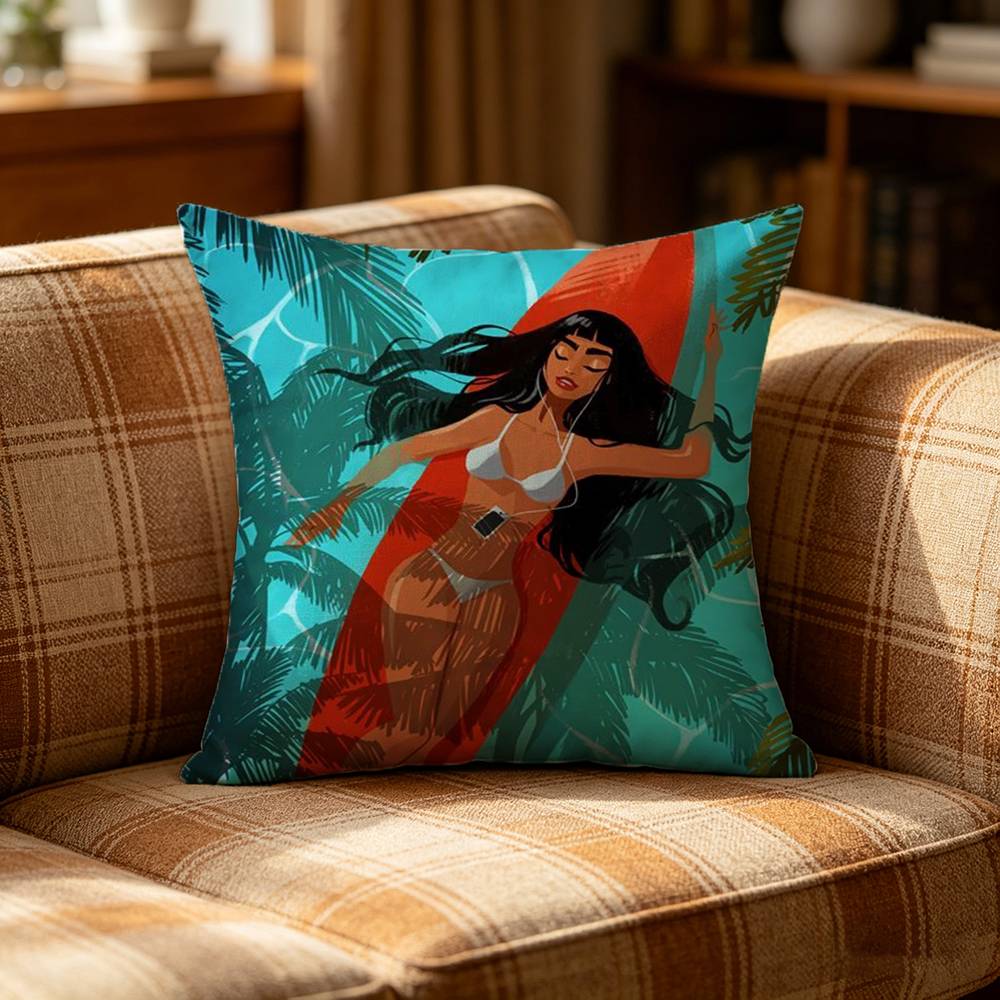 Hinano Tahiti Girl Polynesia Pillow Case Cushion Cover Throw Pillow Case For Car Sofa