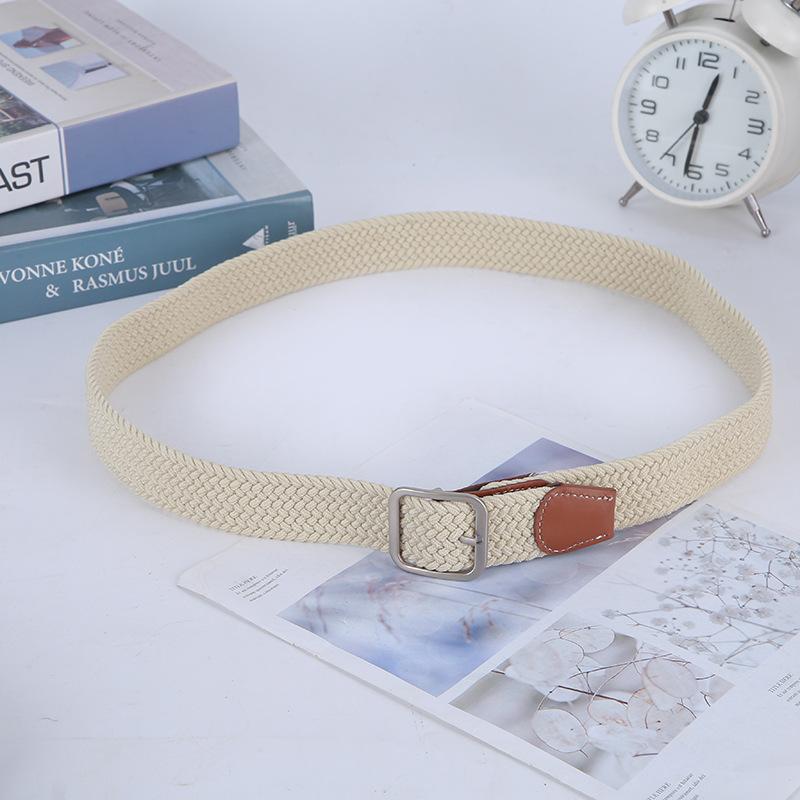 Non-Porous Non-Punching Pin Buckle Men'S And Women'S Same Woven Belt Elastic Elastic Casual Canvas Belt Student Belt
