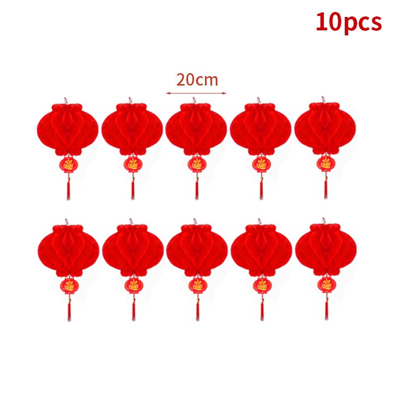 2026 New Year Decoration 3D Honeycomb Hanging Pendants Red Paper Lantern Christmas Navidad Decor Xmas New Year Hanging Ornament
