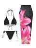 3 Pack Sexy Printed Bikini Set Swimwear Skirt
