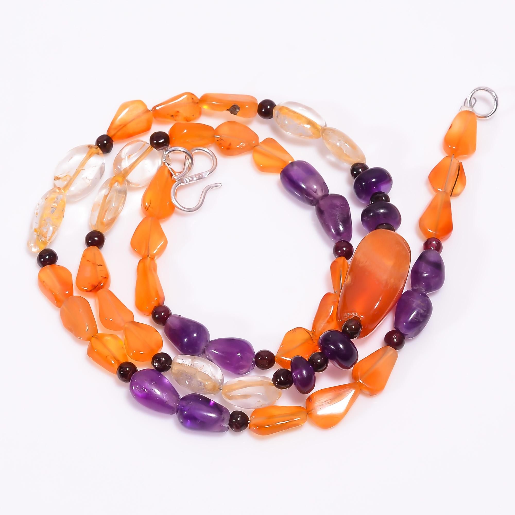 

Natural Carnelian Garnet Amethyst Gemstone Beads Necklace 3-18 mm 18 UB-8084 UB-8084