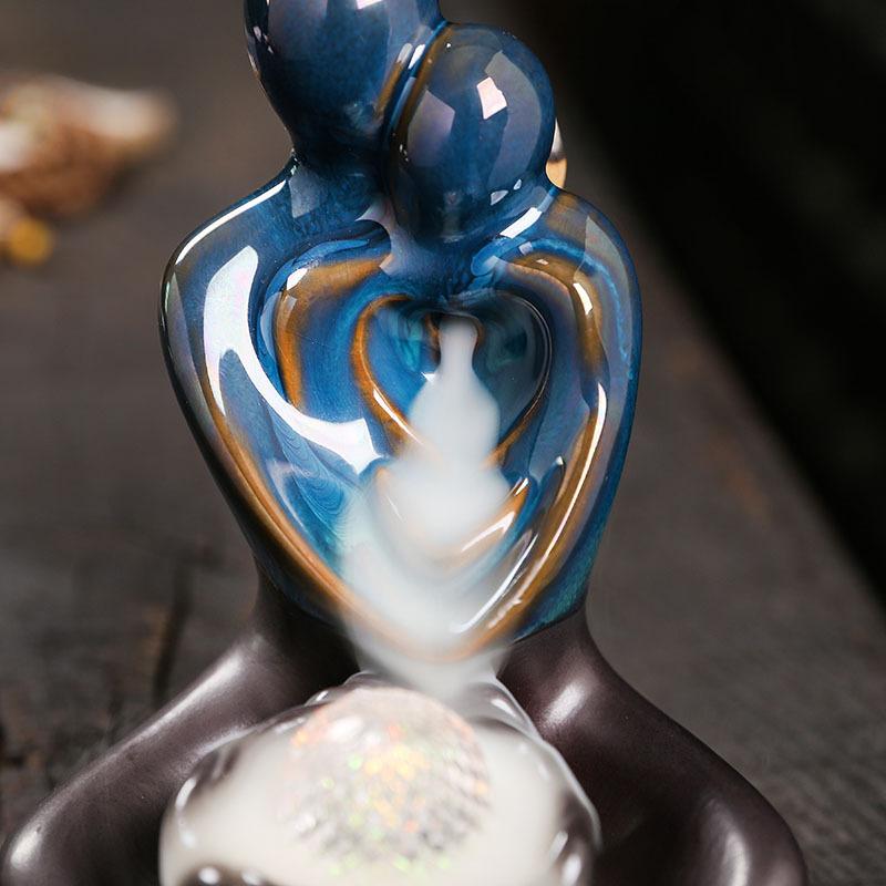 Creative Skeleton Couple's Valentine's Day Backflow Incense Burner with Shaped Ceramic Incense Burner Crafts and Decorations