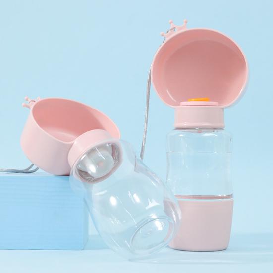 Portable Dog Water Bottle Leak-Proof Pet Water Dispenser with Drinking Bowl Food Compartment Travel Pet Feeder for Dogs Cats Hiking Walking Outdoor