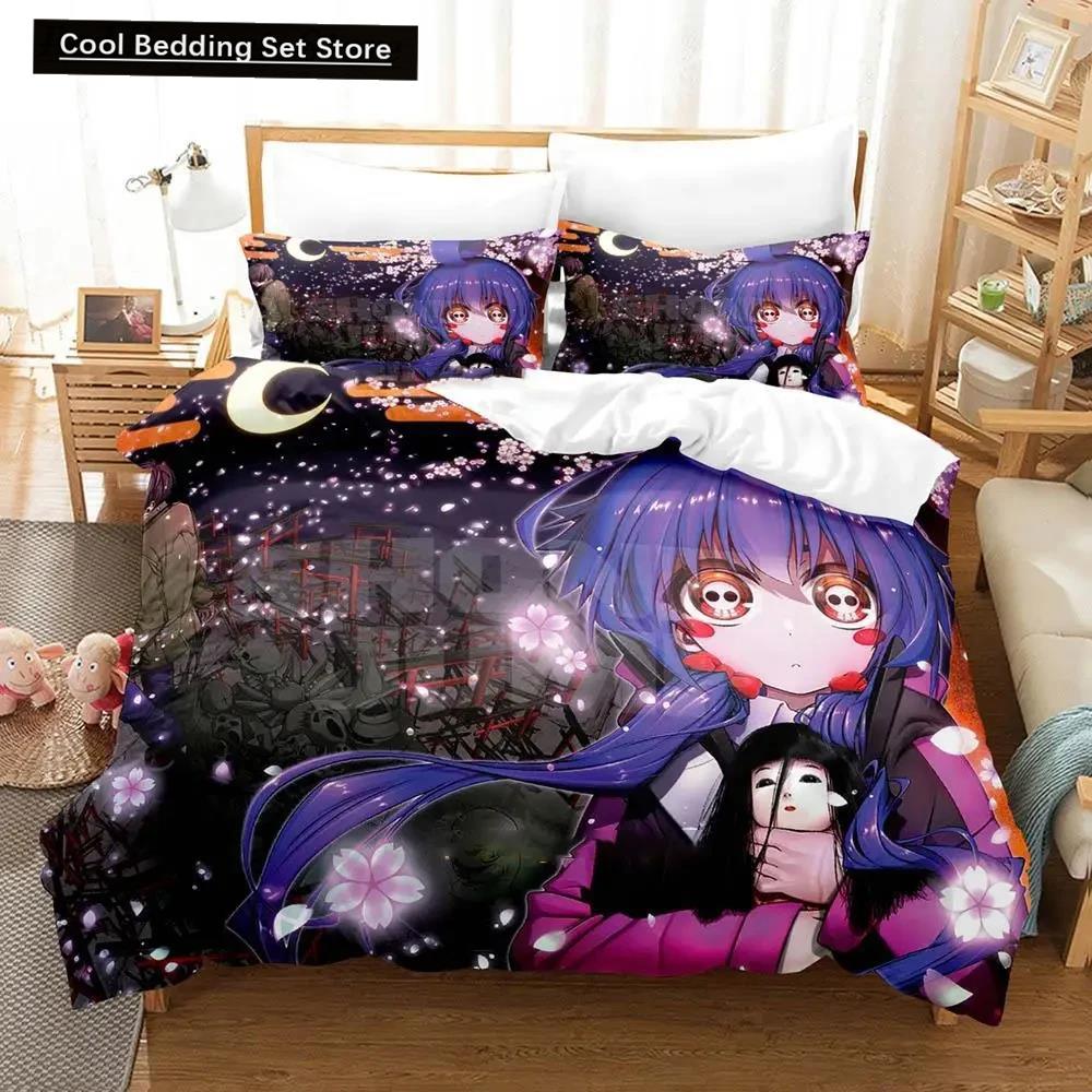 Conjunto de Cama Anime 3D Dark Gathering Capa de Edredom Conjunto de Cama Capa de Colcha Fronha Edredom Tamanho King Queen Meninos Adultos Conjunto de Cama