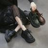 Genuine Leather Retro Handmade Pleated Short Boots Thick Soled Side Zipper Women's Shoes