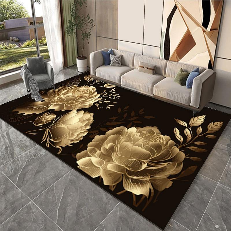 Koberec ve stylu Evropy se zlatými květy Obývací pokoj Pohovka Ložnice Noční stolek Pracovna Vstupní dveře Rohožka Protiskluzová Lehký luxus Domácí dekorace Podložka