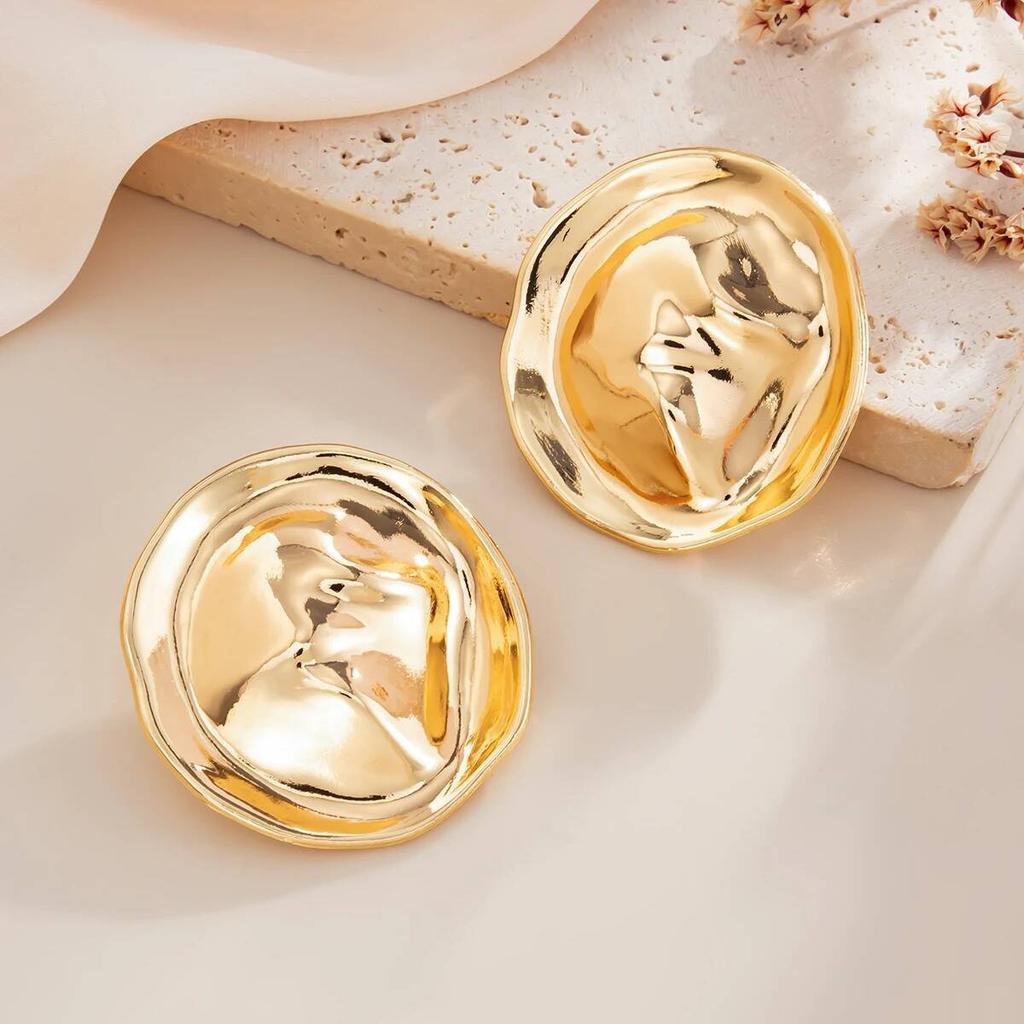 Orecchini a lobo IngeSight.Z Geometria Vintage Rotondi Irregolari Superficie Liscia Donna Punk Minimalista Piercing Gioielli per Orecchie Accessori