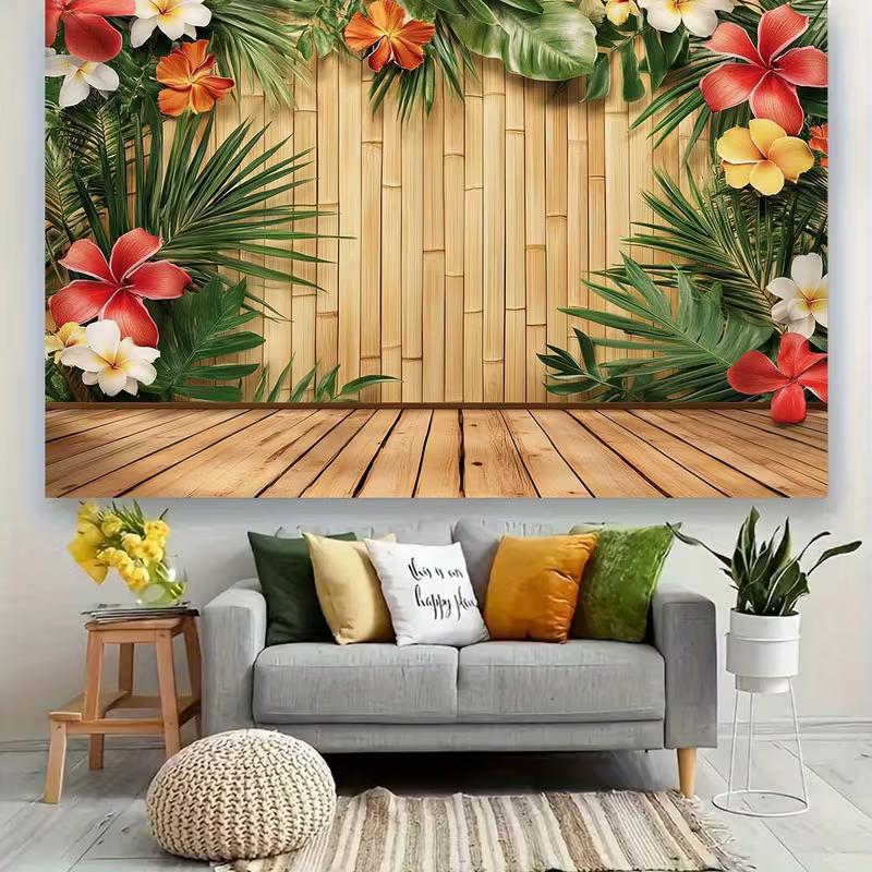Toile de fond murale en bambou style hawaïen 2D pour fête Aloha et décoration intérieure