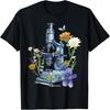 Floral Microscope Science Butterfly T-Shirt - Unisex Adults, Black, Small, Short Sleeve