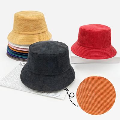 Nouveau Chapeau de Pêcheur en Velours Côtelé à Plaque Lumineuse Double Face pour Femmes Version Japonaise et Coréenne de Chapeau Bassin Thermique Montrant le Visage Petit Chapeau Bob