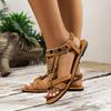 Sommer Damen Sandalen Böhmische Flachsohlige Rundköpfige Perlenblume Strandschuhe Atmungsaktive Lässige Damen Sandalen