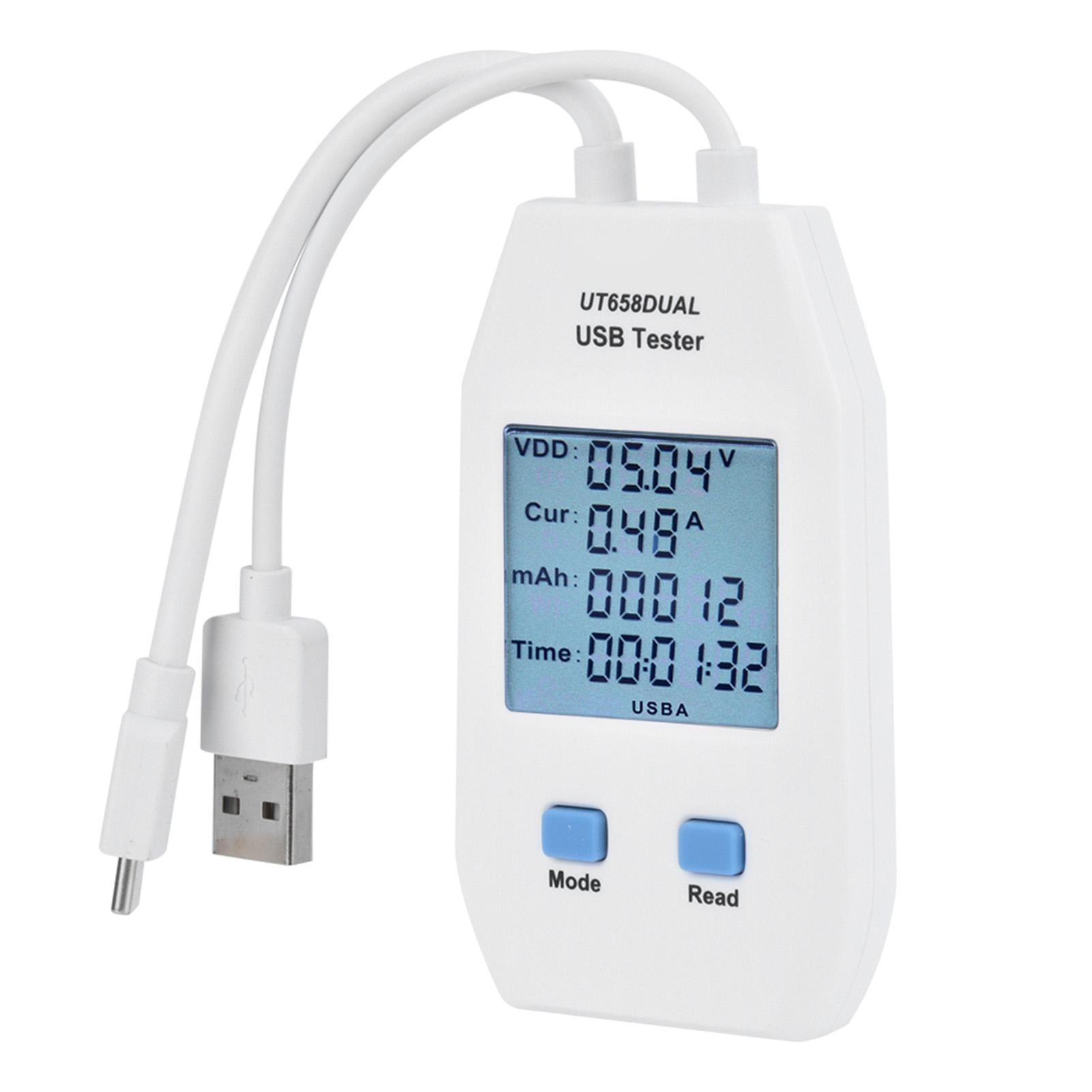

UNi T LCD USB Tester Detector Voltmeter Ammeter Digital Power Capacity Tester Meter(UT658 Dual)