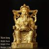 Large Yellow Brass God of Wealth Statue on Dragon Chair, Wen Cai Shen Design, Ideal for Shop Opening or Home Worship.