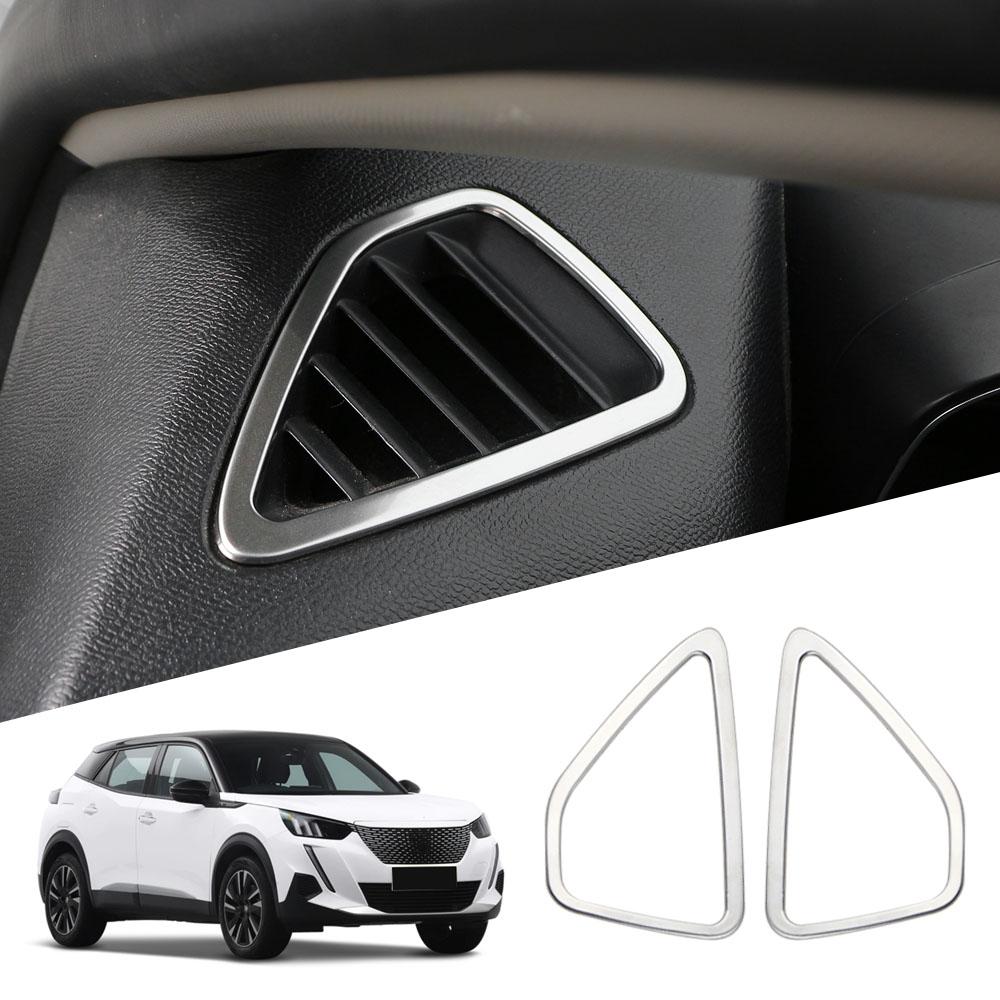 2pcs Car Styling for Peugeot 2008 E2008 2020-2022 Car Dashboard Outlet Cover Sticker Stainless Steel Cover Stickers