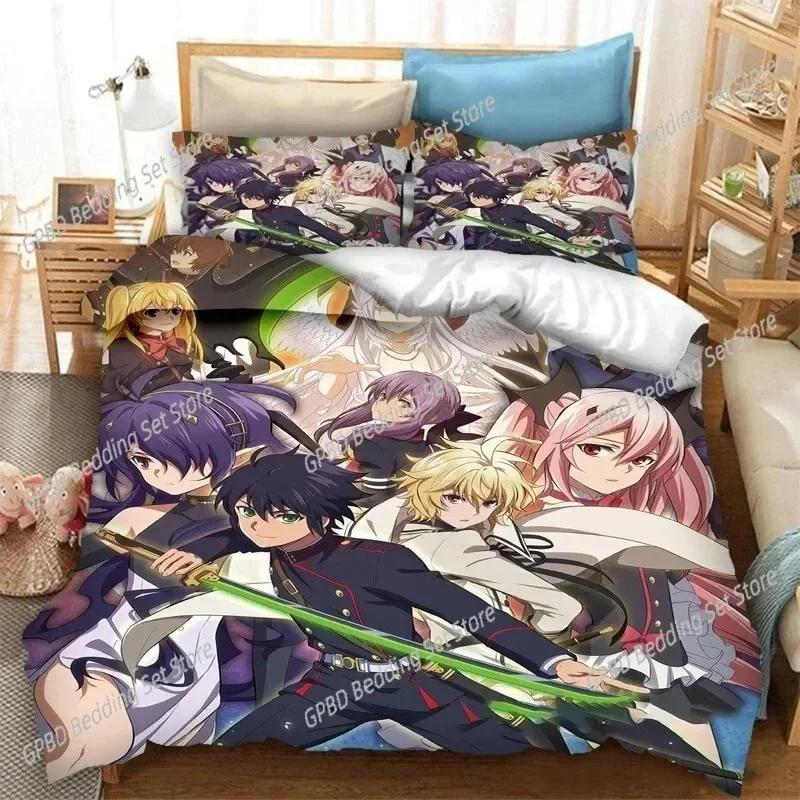 Seraph of the End Mikaela Hyakuya Bedding Set 3D Printed Suitable for Bedroom Duvet Cover Set With Pillowcases Kids Home Textile