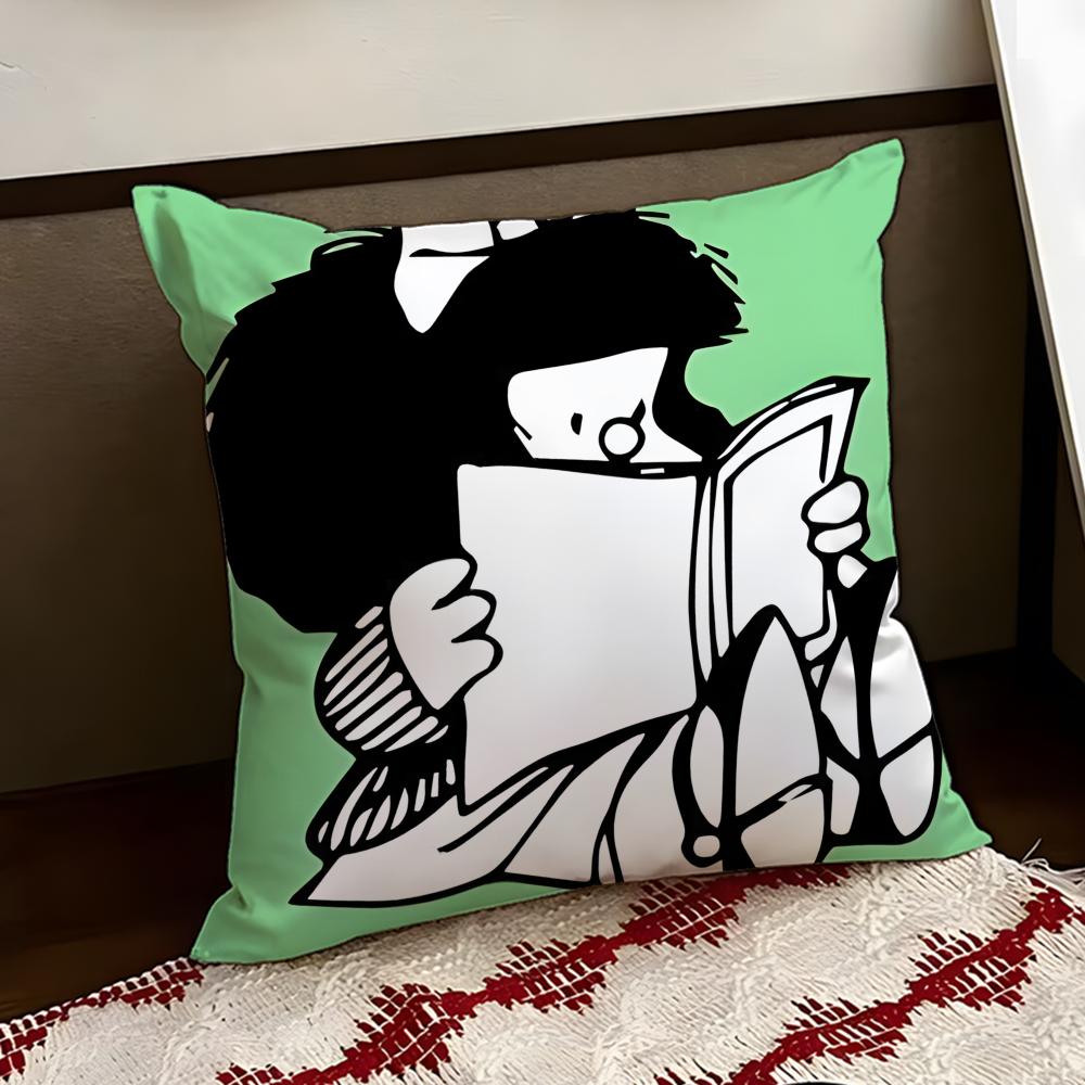 Cartoon MMafalda Cushion Cover Reversible Soft Durable Pillow Cover Home Car MultiScene Use for Daily Comfort