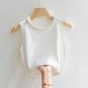 Relaxed Fit Fit Vest Top Elegant Faux Pearl Knit Vest Comfortable Tank Top Stylish 3d Cut Relaxed Fit Fit Blouse for Women Sleeveless Tee