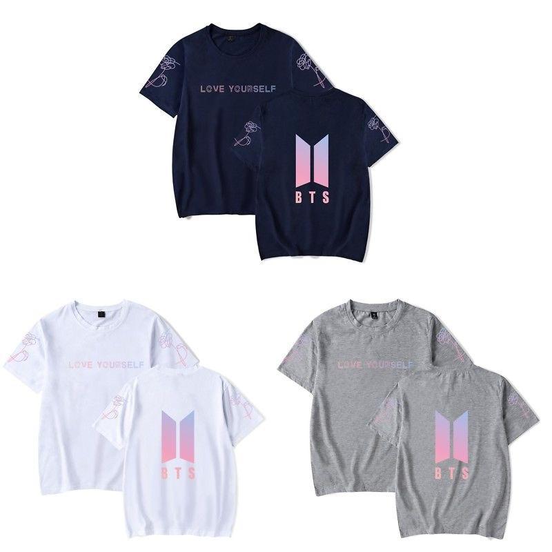 Bts Tryckt T-shirt Kortärmad Bomull Vardagskläder För Fans Mode
