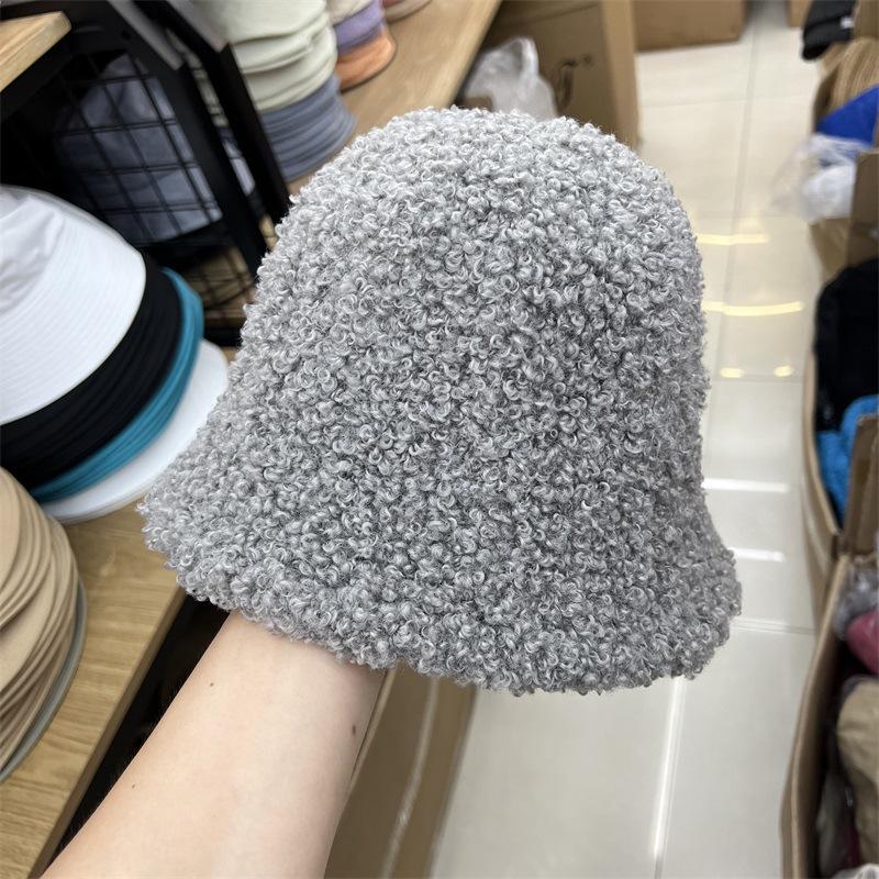Simple Circle Yarn Plush Bucket Hat Women's Literary and Artistic Face Small Warm Fashion Retro Fisherman Hat