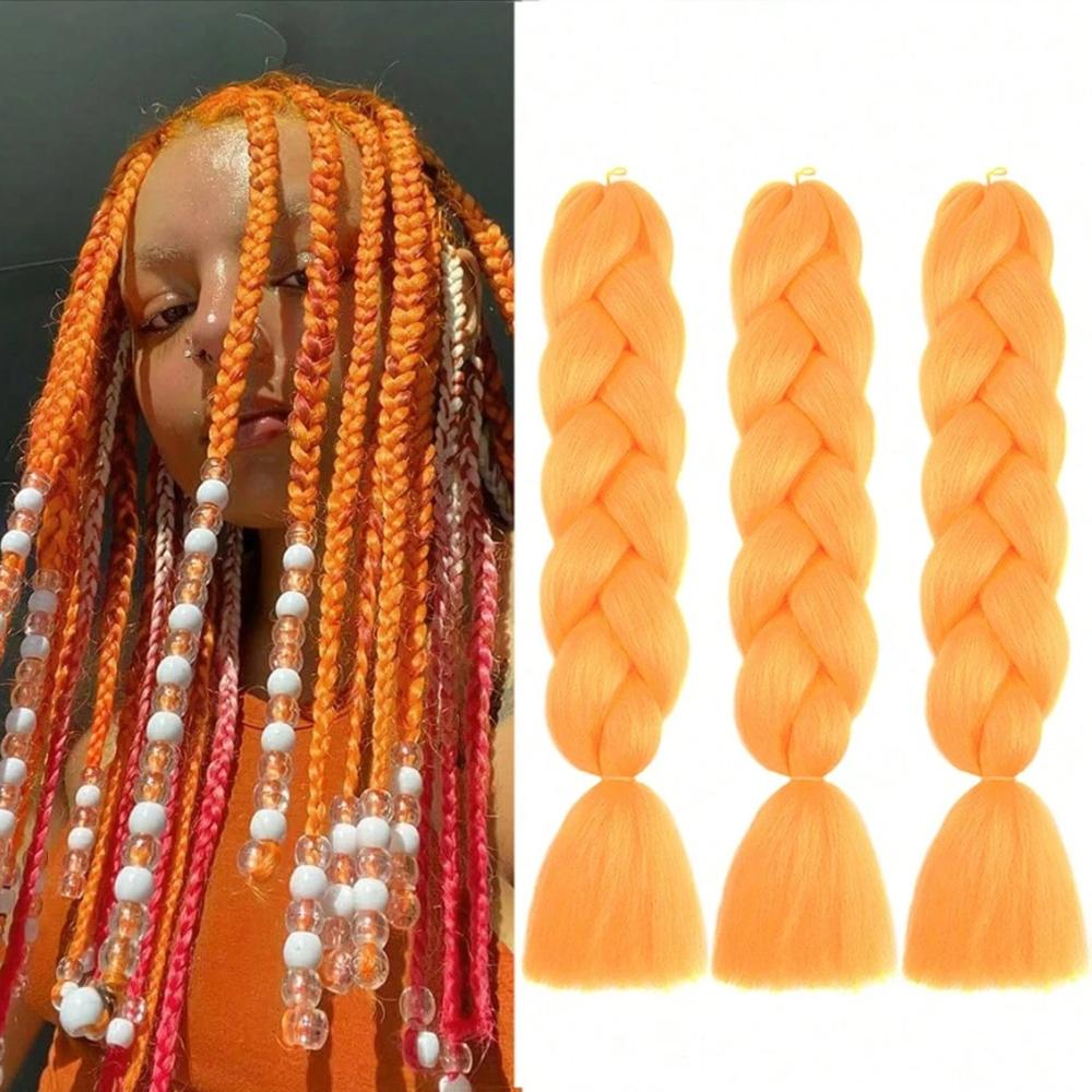 24 Inch Vlecht Haar Vooruitgerekt Paars Haarverlengingen voor Crochet Vlechten Synthetisch Haar DIY Roze Paarse Jumbo Paardenstaart Vlecht 24inch&1Pcs-100g