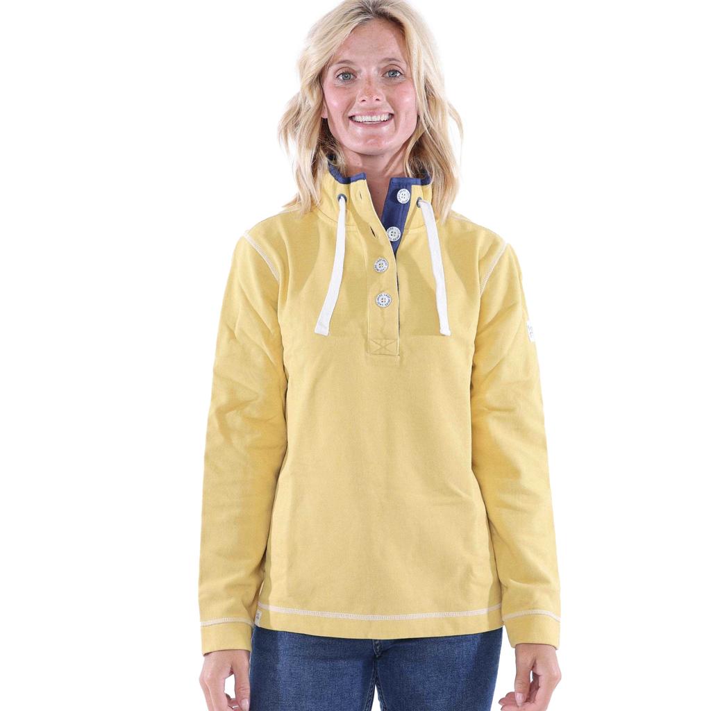 Lazy Jacks Womens/Ladies Pique Button Neck Sweatshirt