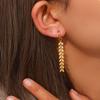 2025 Elegant Leaf Fringe Drop Earrings 18K Gold Plated Fishtail Shape Long Earrings for Women Ladies Daily Jewelry Accessories