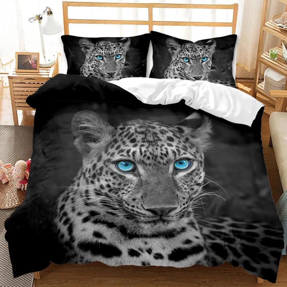 Tiger Duvet Cover Set Twin for Boys Men Wild Animal Printed Bedding Set Animal Polyester Comforter Cover Double Queen King Size