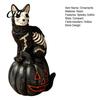 Compact Halloween Desktop Decor Skull Black Cat Pumpkin Figurine, Gothic Statue with Hollow Ribs, Tabletop Figurine Spooky Decoration for Showcase