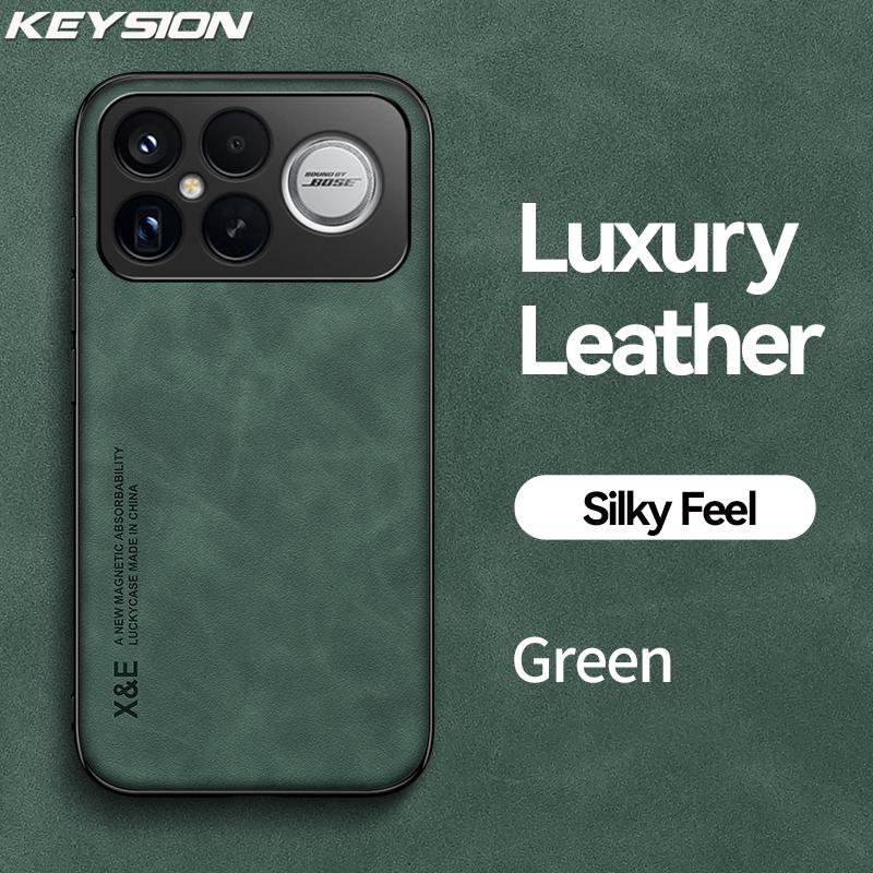 KEYSION Luxury Retro PU Leather Phone Case for Xiaomi POCO F8 Pro Soft Silicone+PC Shockproof Phone Back Cover for POCO F8 Ultra