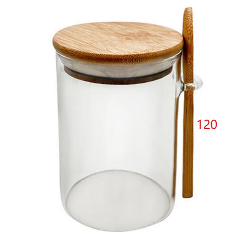 Changqi Round Glass Storage Jar with Bamboo Lid and Spoon