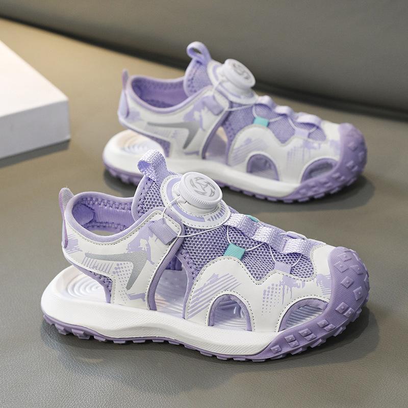 Male and Female Middle-aged Children's Bag Head Sandals Summer Mesh Soft Sole Breathable Children's Sports Shoes Non-slip Wading Beach Shoes
