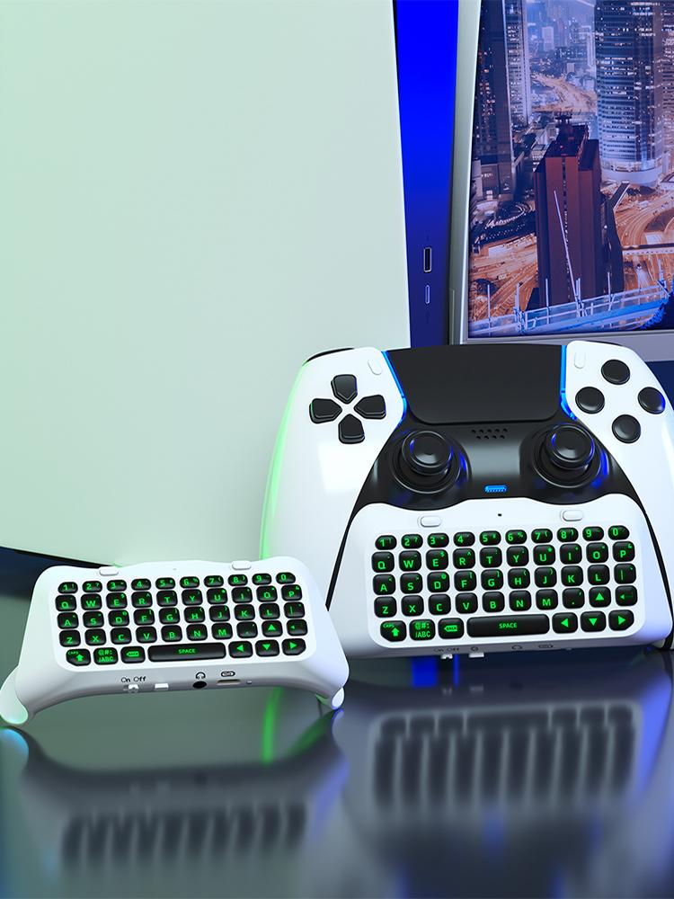 Wireless Keyboard 500mAh External Keyboard Bluetooth-Compatible Green Backlight Built-in Speaker for PS5 Elite Handle
