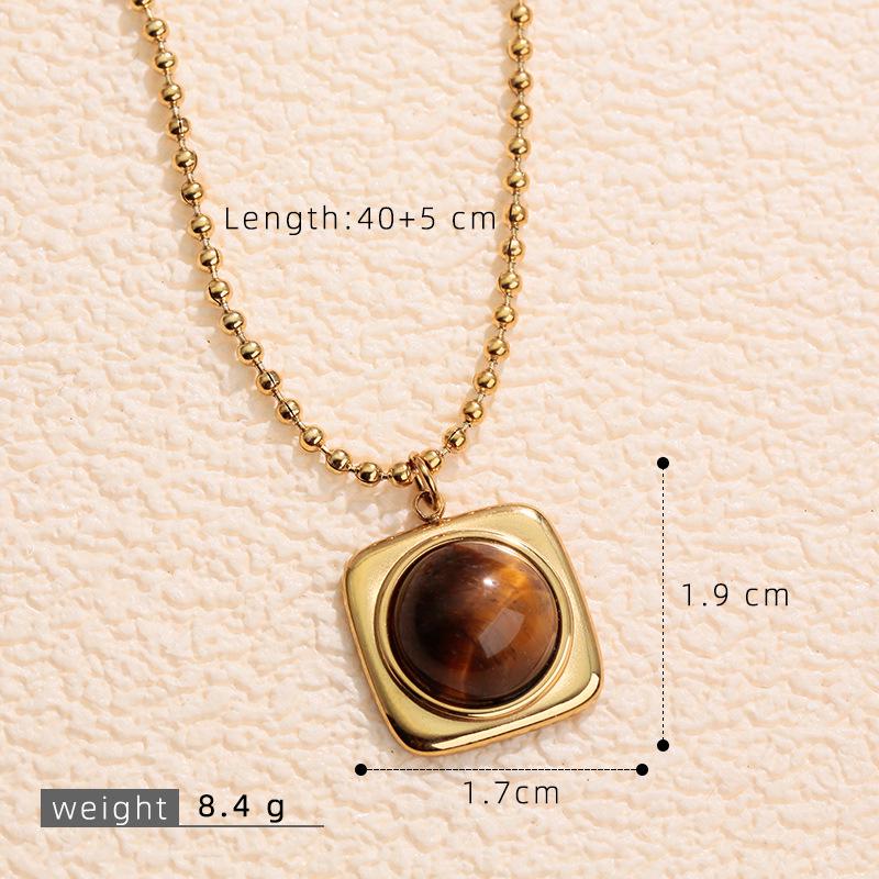 Maillard Style 18k Gold Irregular Tiger's Eye Pendant Necklace