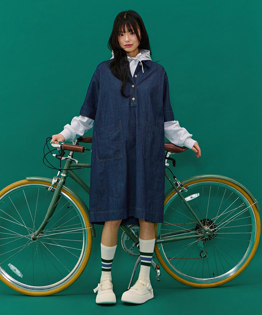 Chase Cult Women'S Denim Shirt Collar Dress - Navy