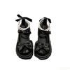 Fashion Thick soled shoes women's bow round toe cute high heels spring new versatile elegant comfortable small leather shoes