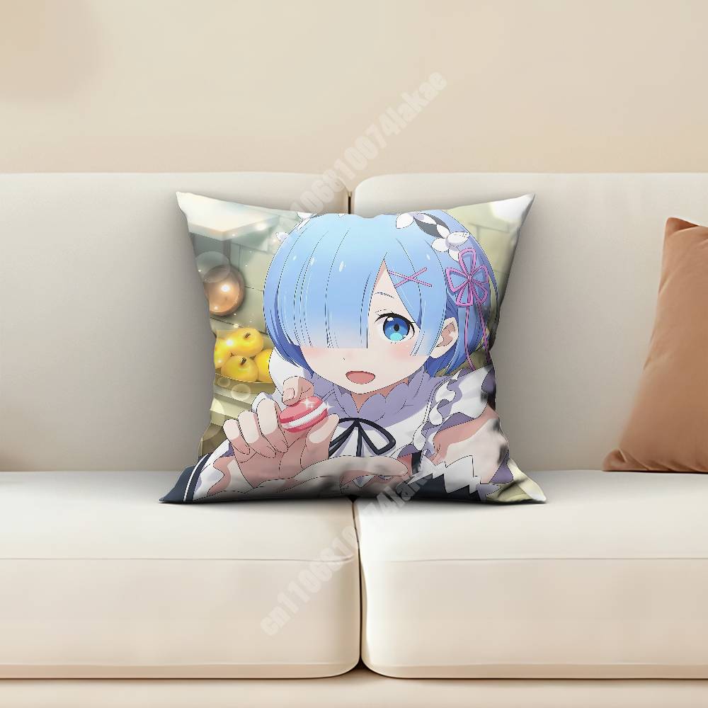 Rem Re Zero Pillow Cover Cushion Case Sofa Couch Modern Apartment Decor Family Furnishing