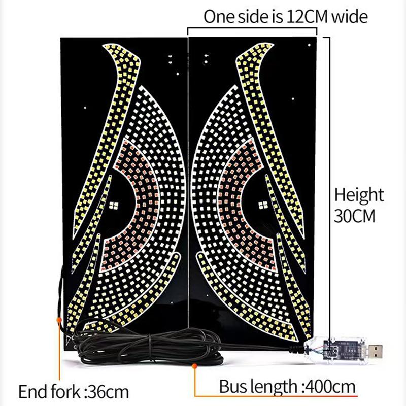 RGB Dynamic Demon Eye Decorative Light Truck Devil's Eye Light Led Display Decor Pixel Panel Windshield USB 5V Multi-Mode Lamp