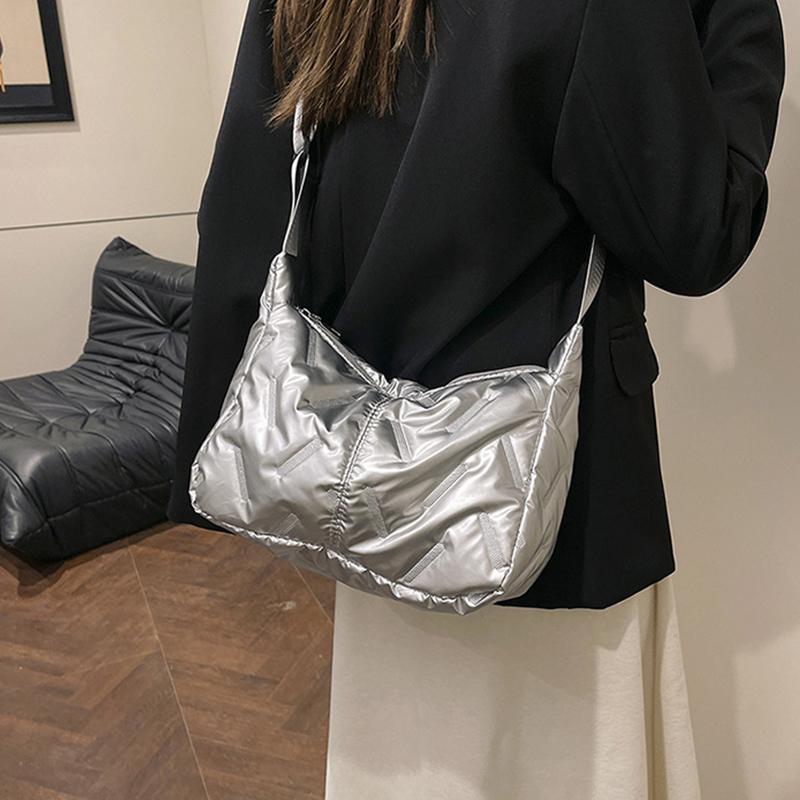 Yogodlns Knödel Achseltasche Space Cotton Tragetasche Große Kapazität Schulter Crossbody Tasche Leichte Damen Nylon Handtasche