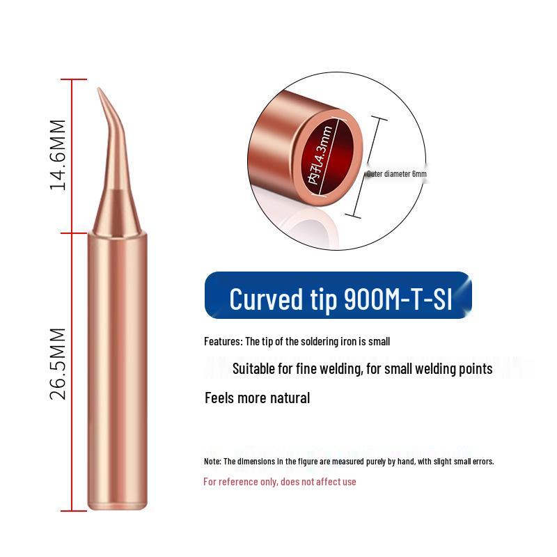 5-Piece Pure Copper Non-Magnetic Soldering Iron Tips for 936 Model