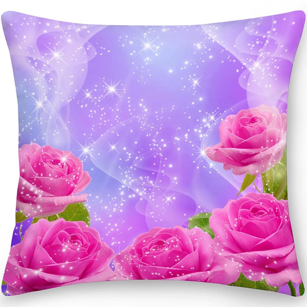 Față de pernă pătrată Pernă Fluture Sofă Decor pentru casă Față-verso Floare