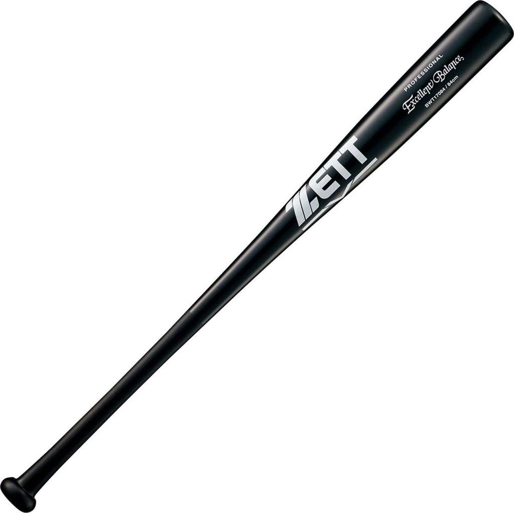ZETT Hard Baseball Excellent Wooden Black BWT17084 Bat, Balance, (Bamboo Laminate), 84cm, (1900),