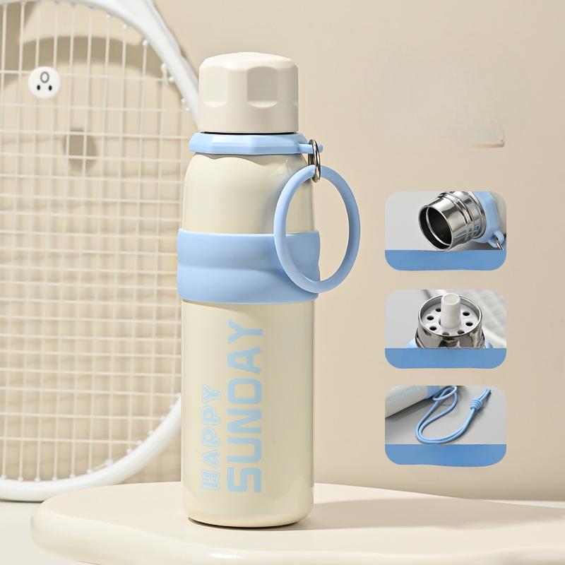 Stainless Steel Thermos Cup Large Capacity Water Cup Women's New Children's School Special Straw Cup Boys