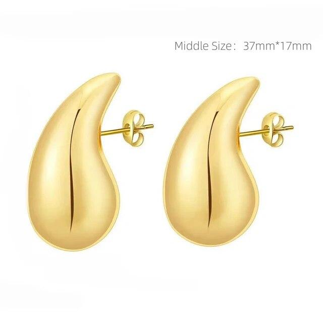 

ANENJERY распродажа, полые серьги-гвоздики с каплями воды для женщин, шикарные золотистые и посеребренные изысканные массивные серьги, ювелирные изделия