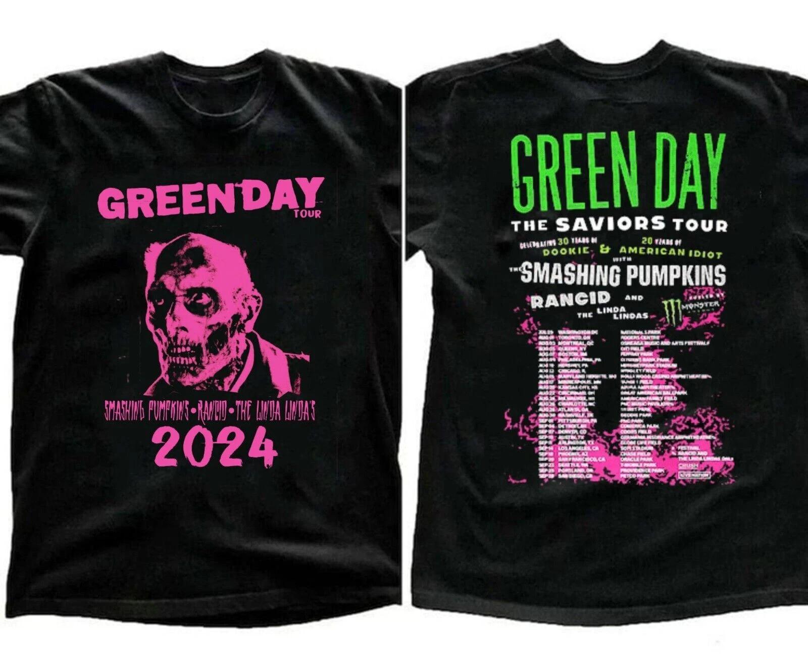 

Green Day The Saviors 2024 Tour T-Shirt Black Cotton Unisex For Fans M