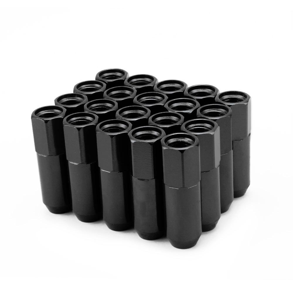 20 PCS Black Aluminum M12x1.5 M12x1.25 60mm Open End Extended Tuner Wheel Lug Nut