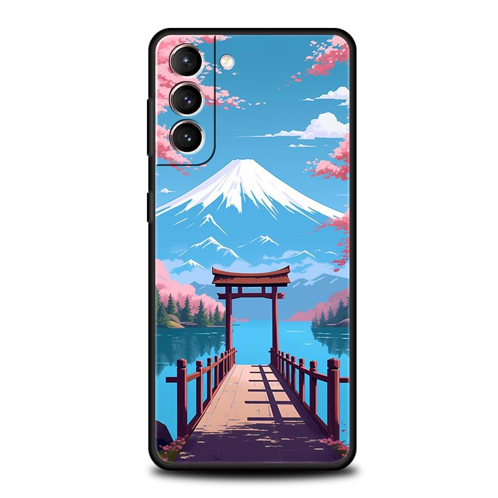 Japan Mount Fuji Painting Cherry blossom Phone Case For Samsung Galaxy S26 Ultra S25 Plus S24 FE S23 S22 5G S21 S20 Cover Soft
