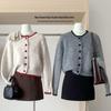 Women's Colorblock Heart Button Knit Cardigan - Short, Long Sleeve Sweater for Spring & Autumn